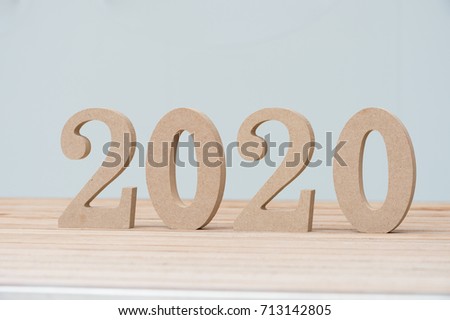  Happy New Year 2020 on a desk background, 