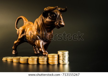 Financial investment in bull market. How to trade in risk valuation situation. Money was allocate to portfolio efficiency. Investor can get more capital gain and dividend