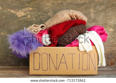 Donation box with clothes. 