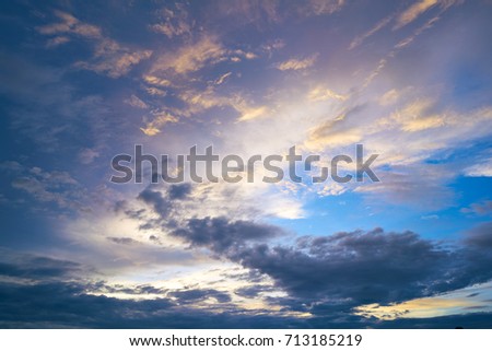 Colorful sky and clouds at sunset beautifully.