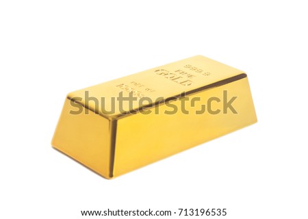Gold bullion isolated on white background  Royalty-Free Stock Photo #713196535