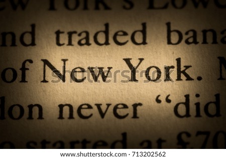 Word NEW YORK in the text