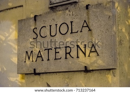 Scuola materna signage, Italian for Nursery School