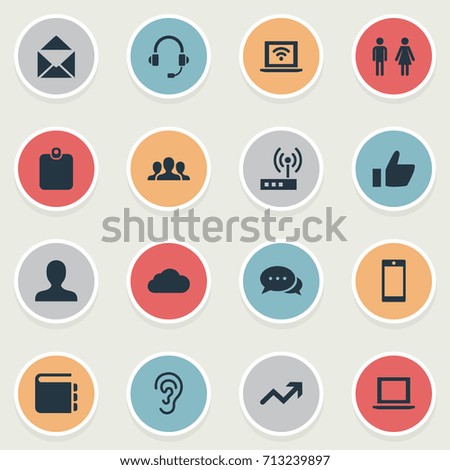 Vector Illustration Set Of Simple Transmission Icons. Elements Wifi, Member, Arrow And Other Synonyms Laptop, Microphone And Increase.