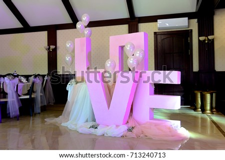 Large decorative letters Love in the room