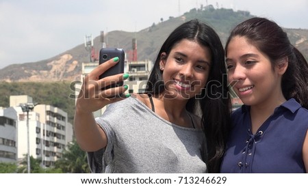 Teen Girls Posing For Selfie