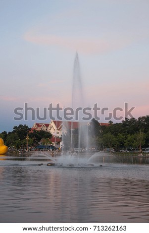 big fountain in city park