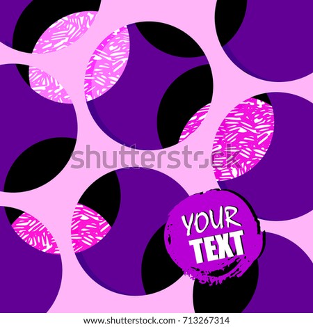 The texture is a bright vector illustration. Background, circles, texts.