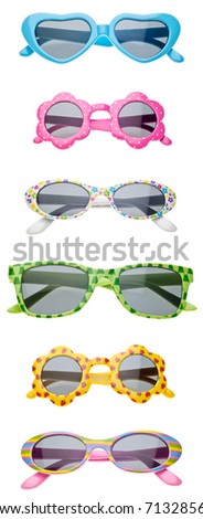 Summer Child Size Sunglasses Isolated on White with a Clipping Path. Royalty-Free Stock Photo #71328565