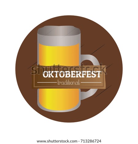 Isolated oktoberfest label with a beer mug, Vector illustration