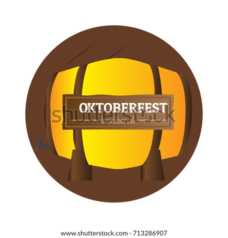 Isolated oktoberfest label with a beer barrel, Vector illustration