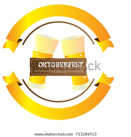 Isolated oktoberfest label with a pair of beer glasses, Vector illustration