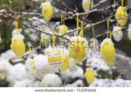 A lot of Colorful Painted Easter Eggs Brienz in Junfrau region Berner Oberland Switzerland