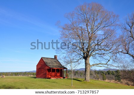 John Neilson Farmhouse in Saratoga National Historical Park, Saratoga County, Upstate New York NY, USA. This is the site of the Battles of Saratoga in the American Revolutionary War. Royalty-Free Stock Photo #713297857