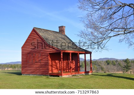 John Neilson Farmhouse in Saratoga National Historical Park, Saratoga County, Upstate New York NY, USA. This is the site of the Battles of Saratoga in the American Revolutionary War. Royalty-Free Stock Photo #713297863