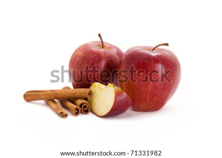 red apples and cinnamon isolated on white background Royalty-Free Stock Photo #71331982