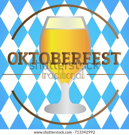 Isolated beer glass on a textured background, Oktoberfest vector illustration
