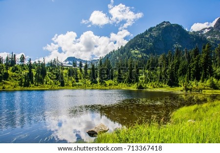 Reflection Mountains and Picture lake, North Cascades National Park, Washington, USA