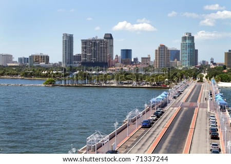 St. Petersburg, Florida cityscape as seen from the pier.