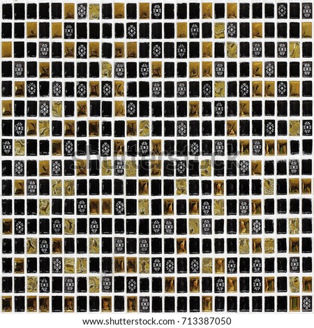small black and gold mosaic tiles background 