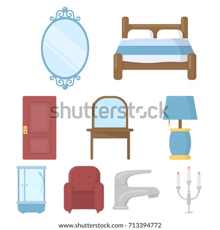 Furniture set icons in cartoon style. Big collection of furniture vector symbol stock illustration