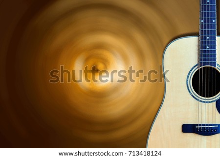 Wood guitar on the background blurred
