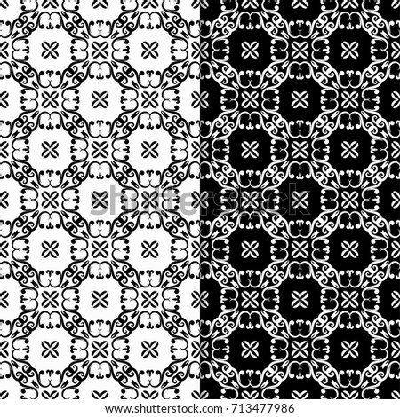 Black and white ornaments. Seamless background for wallpapers, fabrics. Vector illustration