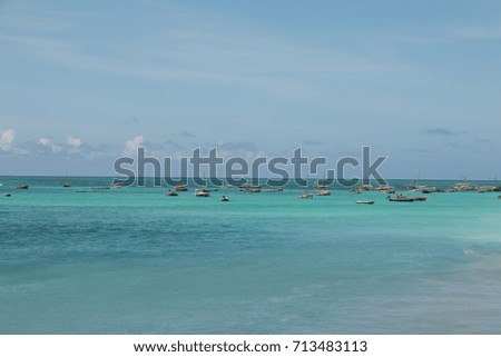 Boats and Dhows off the coast of Zanzibar