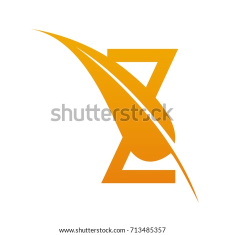 Vector Orange Letter Z Botanical Leaf Logo