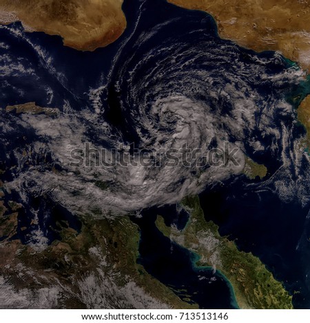 Cyclonic Storm in the Mediterranean. Elements of this image are furnished by NASA