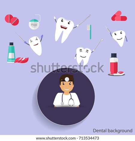 Medical dental background design. Dentist with teeth. Vector illustration
