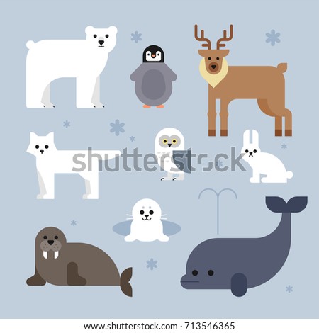 north pole animals vector illustration flat design
