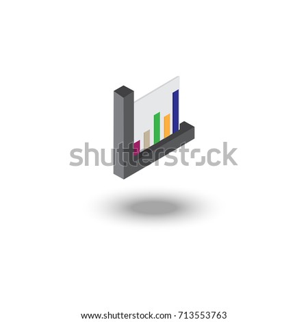 Graph chart , Market chart , Isometric flat icon on white background