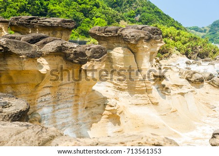 Landscape View of Elephant Trunk Rock at the North Coast of Taiwan, Shenao, New Taipei, Taiwan
