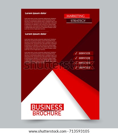 Red vector flyer template. Abstract brochure background design. Annual report cover. For business, education, advertisement