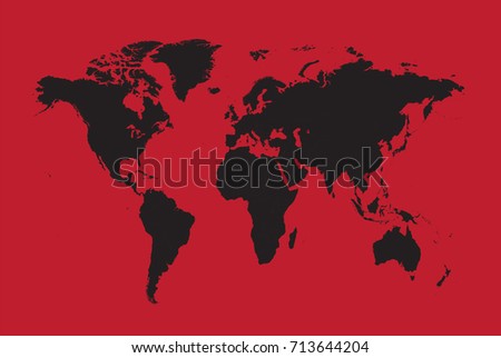 World map black with red background 