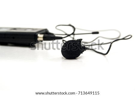 Professional Wireless Microphone or Lavalier on white background.