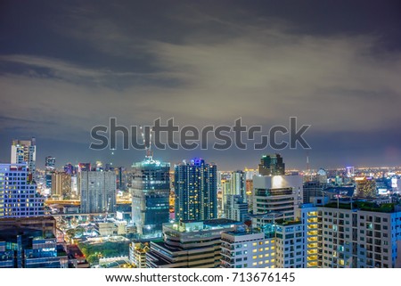 night buildings in city