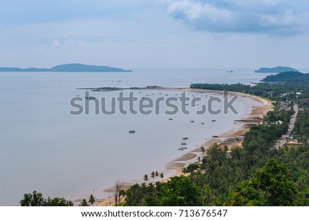 Seascape of Chumphon beach, Thailand.