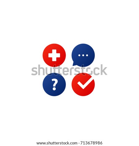 Health care and medicine services icon and logo, doctor consulting. Flat design vector illustration
