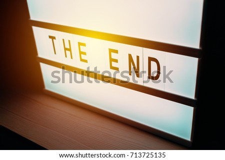 Blinking lightbox signage with The End text