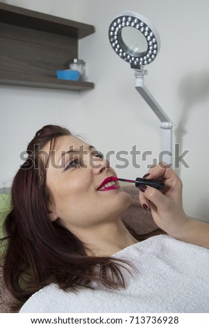 Closeup Portrait Of Young Smiling Woman Preparing To The Beauty Photo Session