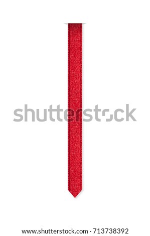 Red ribbon bookmark on  white background with clipping path.