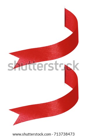 Beautiful red ribbons of banners set on white background with clipping paths.