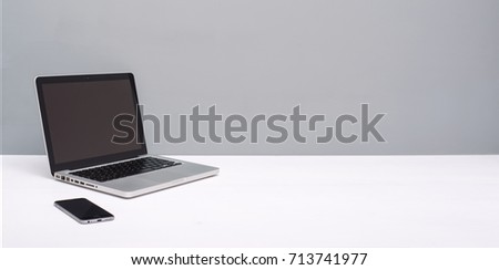 Laptop mockup banner Royalty-Free Stock Photo #713741977