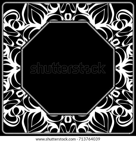 art deco frame with floral ornament for fabric design. vector illustration.