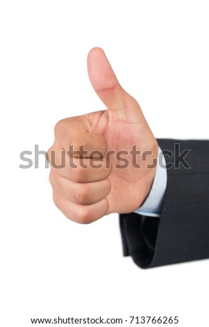 Business man hand with thumb up