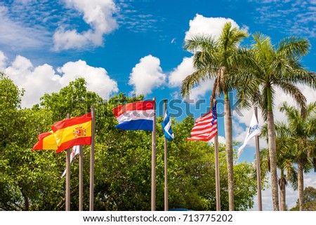 View of the flags, Vinales, Pinar del Rio, Cuba. Close-up.