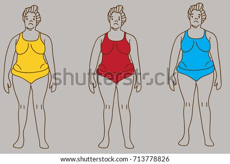 Vector Fat Woman Wearing Swimsuit Illustration About health