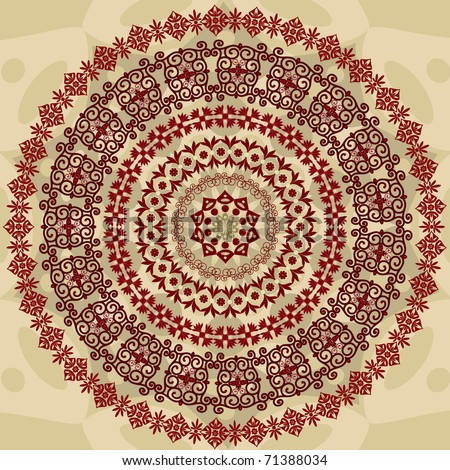 abstract circular pattern of arabesques Royalty-Free Stock Photo #71388034